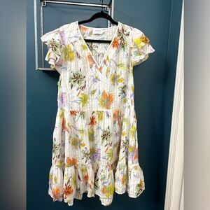 Tanya Taylor V-Neck Ruffle Dress